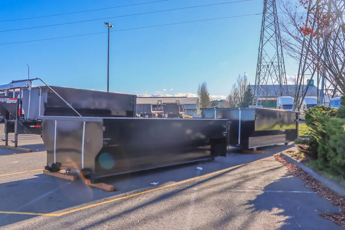 Roll-off dumpster ready for waste disposal at job site for Roll Off Dumpster Rental in Wetumpka